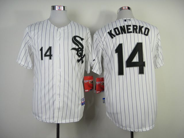 Men Chicago White Sox #14 Konerko White black MLB Jerseys